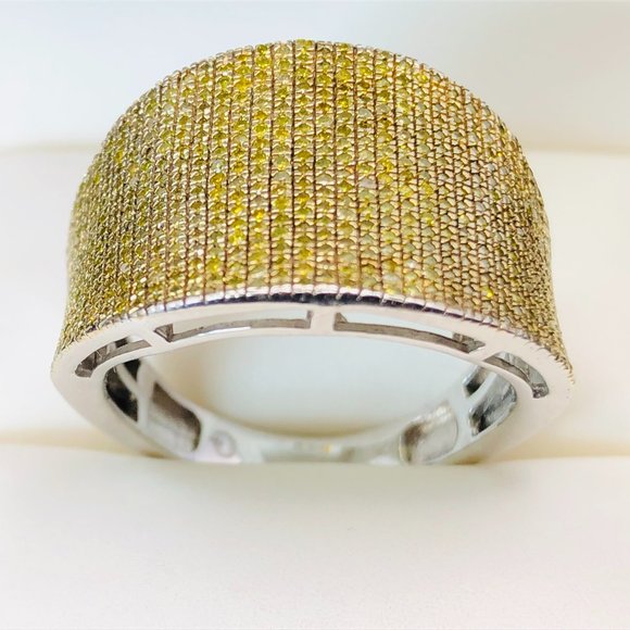 Unique Micro Pave set Yellow Citrine Men's Sterling Silver Ring Sz. 10 - 7.3 Gm - Picture 2 of 16
